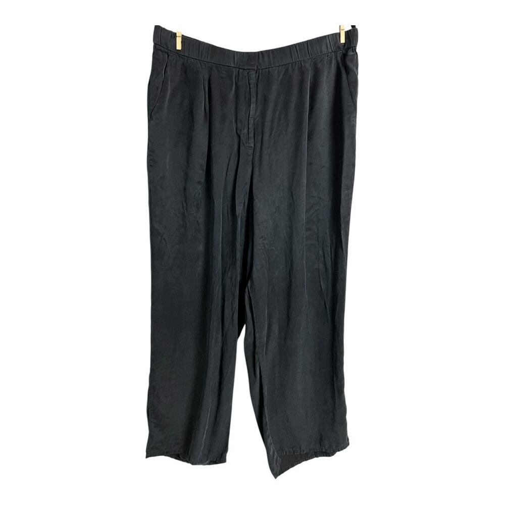 Eileen Fisher Women's Black Lyocel Tencel Wide Leg Trouser Pants Size 1X Plus